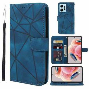 For Xiaomi Redmi Note 12 4G Global Skin Feel Geometric Lines Leather Phone Case(Blue)