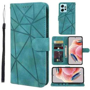 For Xiaomi Redmi Note 12 4G Global Skin Feel Geometric Lines Leather Phone Case(Green)