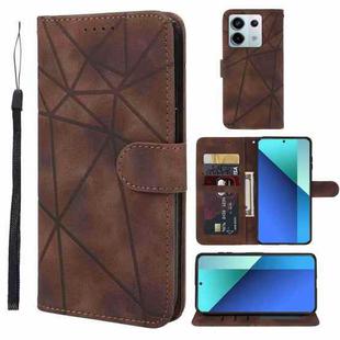 For Xiaomi Redmi Note 13 4G Global Skin Feel Geometric Lines Leather Phone Case(Brown)