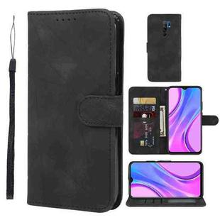 For Xiaomi Redmi 9 Skin Feel Geometric Lines Leather Phone Case(Black)