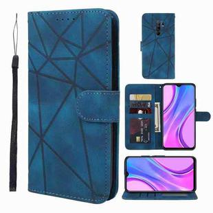 For Xiaomi Redmi 9 Skin Feel Geometric Lines Leather Phone Case(Blue)