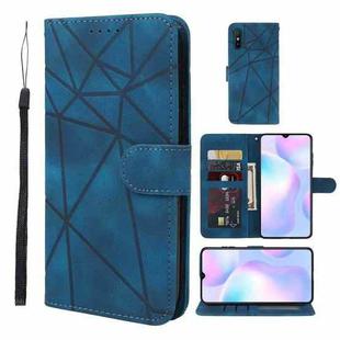 For Xiaomi Redmi 9A Skin Feel Geometric Lines Leather Phone Case(Blue)