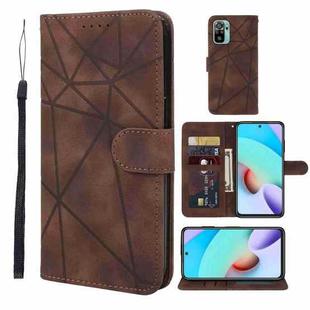 For Xiaomi Redmi 10 Skin Feel Geometric Lines Leather Phone Case(Brown)