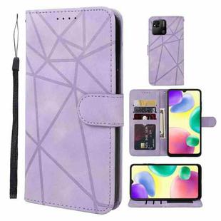 For Xiaomi Redmi 10A / 9C Skin Feel Geometric Lines Leather Phone Case(Purple)