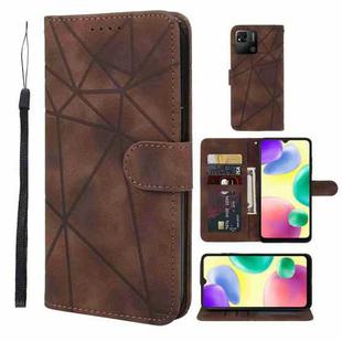 For Xiaomi Redmi 10A / 9C Skin Feel Geometric Lines Leather Phone Case(Brown)