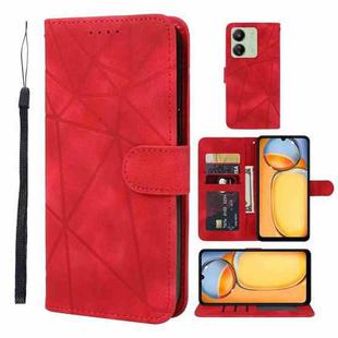 For Xiaomi Redmi 13C Skin Feel Geometric Lines Leather Phone Case(Red)