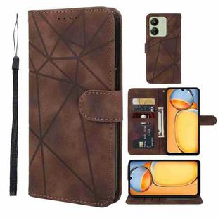 For Xiaomi Redmi 13C Skin Feel Geometric Lines Leather Phone Case(Brown)