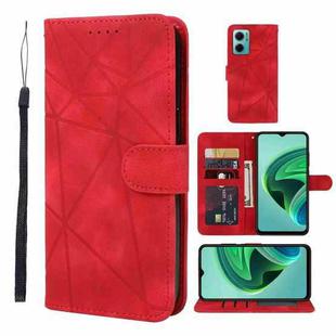 For Xiaomi Redmi Note 11E Skin Feel Geometric Lines Leather Phone Case(Red)