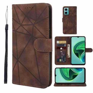 For Xiaomi Redmi Note 11E Skin Feel Geometric Lines Leather Phone Case(Brown)