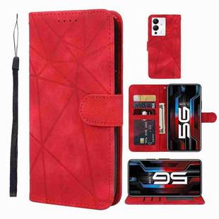 For Xiaomi Redmi Note 12 5G Global Skin Feel Geometric Lines Leather Phone Case(Red)