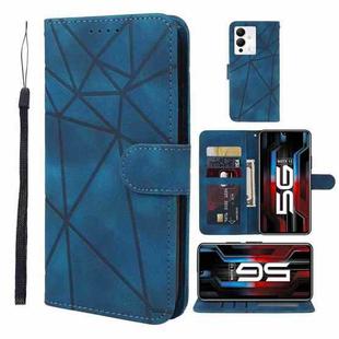 For Xiaomi Redmi Note 12 5G Global Skin Feel Geometric Lines Leather Phone Case(Blue)