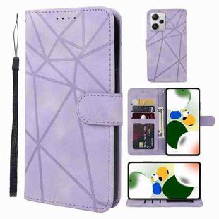 For Xiaomi Redmi Note 12 Pro 5G Global Skin Feel Geometric Lines Leather Phone Case(Purple)