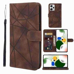 For Xiaomi Redmi Note 12 Pro 5G Global Skin Feel Geometric Lines Leather Phone Case(Brown)