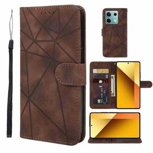 For Xiaomi Redmi Note 13 5G Global Skin Feel Geometric Lines Leather Phone Case(Brown)