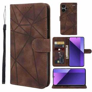 For Xiaomi Redmi Note 13 Pro+ 5G Skin Feel Geometric Lines Leather Phone Case(Brown)