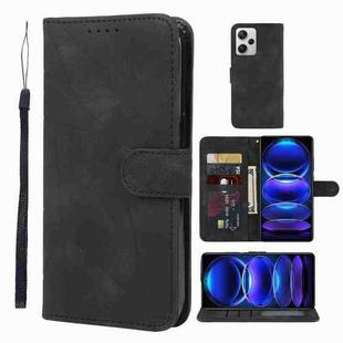 For Xiaomi Redmi Note 12 Pro+ 5G Global Skin Feel Geometric Lines Leather Phone Case(Black)