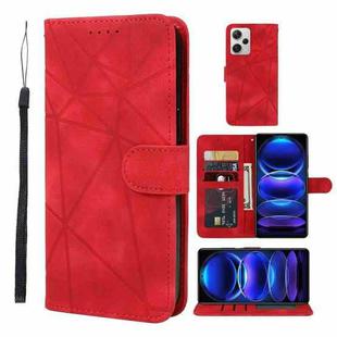 For Xiaomi Redmi Note 12 Pro+ 5G Global Skin Feel Geometric Lines Leather Phone Case(Red)