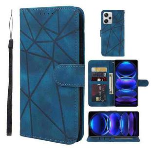 For Xiaomi Redmi Note 12 Pro+ 5G Global Skin Feel Geometric Lines Leather Phone Case(Blue)