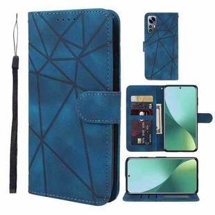 For Xiaomi 12 Pro Skin Feel Geometric Lines Leather Phone Case(Blue)