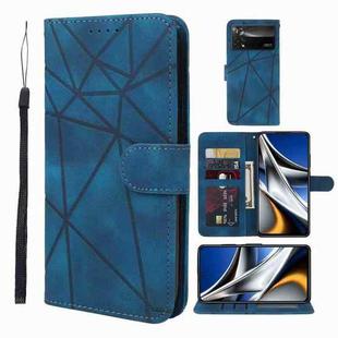 For Xiaomi Poco X4 Pro 5G Skin Feel Geometric Lines Leather Phone Case(Blue)