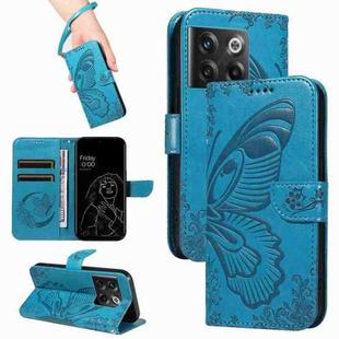 For OnePlus 10T / Ace Pro 5G Swallowtail Butterfly Embossed Leather Phone Case(Blue)