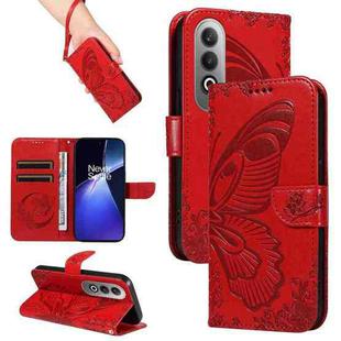For OnePlus Nord CE4 Swallowtail Butterfly Embossed Leather Phone Case(Red)