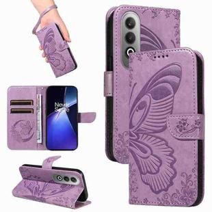 For OnePlus Nord CE4 Swallowtail Butterfly Embossed Leather Phone Case(Purple)