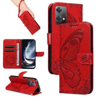 For OnePlus Nord CE 2 Lite / Realme 9 Pro Swallowtail Butterfly Embossed Leather Phone Case(Red)
