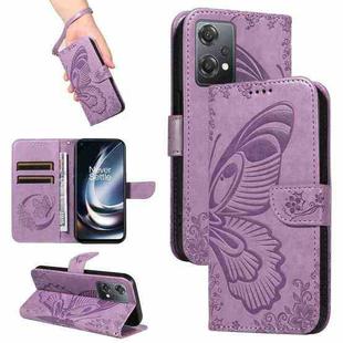 For OnePlus Nord CE 2 Lite / Realme 9 Pro Swallowtail Butterfly Embossed Leather Phone Case(Purple)