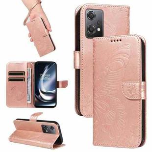 For OnePlus Nord CE 2 Lite / Realme 9 Pro Swallowtail Butterfly Embossed Leather Phone Case(Rose Gold)