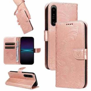 For Sony Xperia 1 IV Swallowtail Butterfly Embossed Leather Phone Case(Rose Gold)