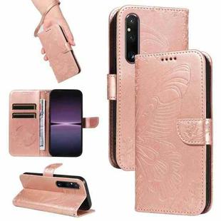 For Sony Xperia 1 V Swallowtail Butterfly Embossed Leather Phone Case(Rose Gold)