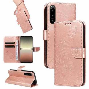 For Sony Xperia 5 IV Swallowtail Butterfly Embossed Leather Phone Case(Rose Gold)