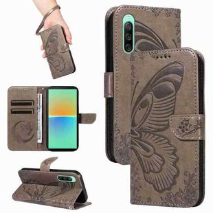 For Sony Xperia 10 IV Swallowtail Butterfly Embossed Leather Phone Case(Grey)