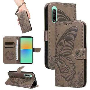 For Sony Xperia 10 V Swallowtail Butterfly Embossed Leather Phone Case(Grey)