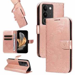 For vivo V29 5G Swallowtail Butterfly Embossed Leather Phone Case(Rose Gold)