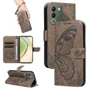 For vivo V29e / Y200 5G Swallowtail Butterfly Embossed Leather Phone Case(Grey)