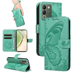 For vivo V29e / Y200 5G Swallowtail Butterfly Embossed Leather Phone Case(Green)