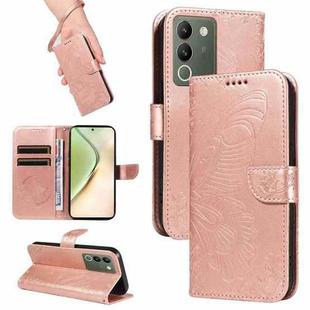 For vivo V29e / Y200 5G Swallowtail Butterfly Embossed Leather Phone Case(Rose Gold)