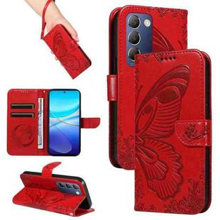 For vivo V40 SE 5G / Y100 IDN / Y200e Swallowtail Butterfly Embossed Leather Phone Case(Red)