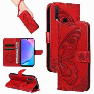 For vivo Y15 / Y17 Swallowtail Butterfly Embossed Leather Phone Case(Red)