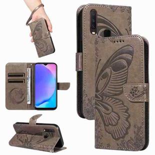 For vivo Y15 / Y17 Swallowtail Butterfly Embossed Leather Phone Case(Grey)
