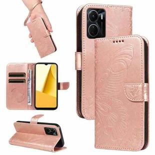 For vivo Y16 4G / Y02s Swallowtail Butterfly Embossed Leather Phone Case(Rose Gold)