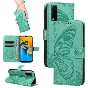 For vivo Y20s G / Y11s / Y12a / Y12s Swallowtail Butterfly Embossed Leather Phone Case(Green)