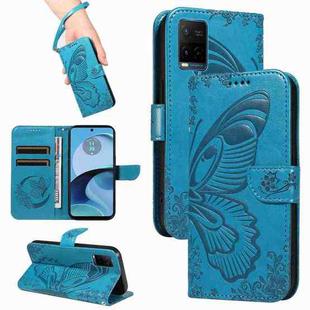 For vivo Y21 / Y21s / Y33s Swallowtail Butterfly Embossed Leather Phone Case(Blue)