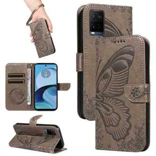 For vivo Y21 / Y21s / Y33s Swallowtail Butterfly Embossed Leather Phone Case(Grey)