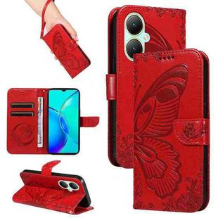 For vivo Y27 Swallowtail Butterfly Embossed Leather Phone Case(Red)