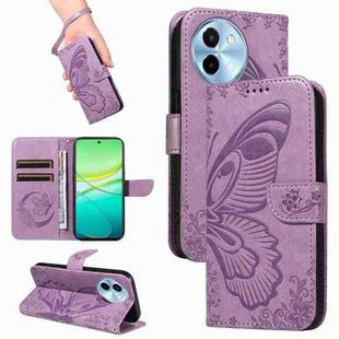 For vivo Y38 5G / Y200i / T3x Swallowtail Butterfly Embossed Leather Phone Case(Purple)