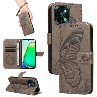 For vivo Y28 4G Swallowtail Butterfly Embossed Leather Phone Case(Grey)