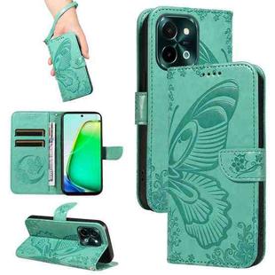 For vivo Y28 4G Swallowtail Butterfly Embossed Leather Phone Case(Green)